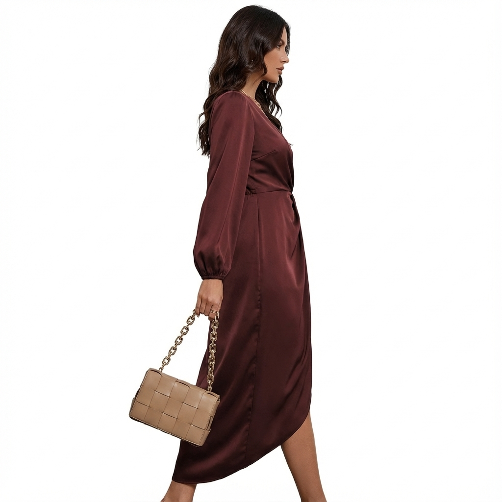 Fleur | Elegante satijnen overslagjurk